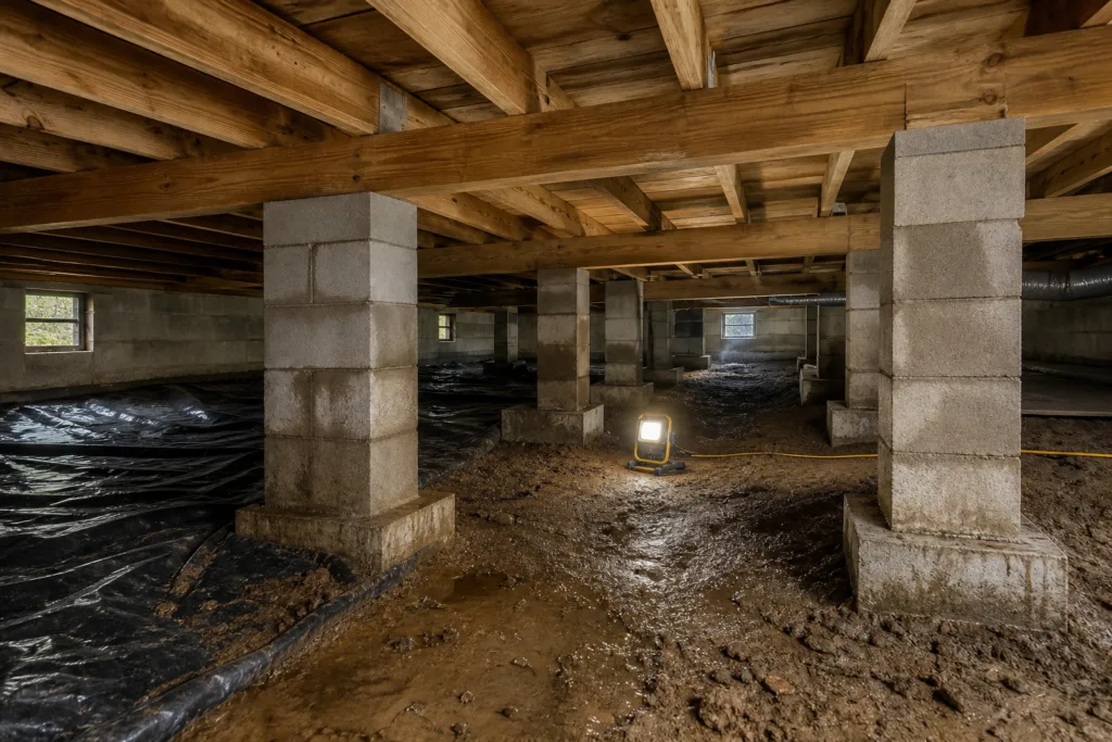 Pier and beam crawlspace inspection in Beaumont
