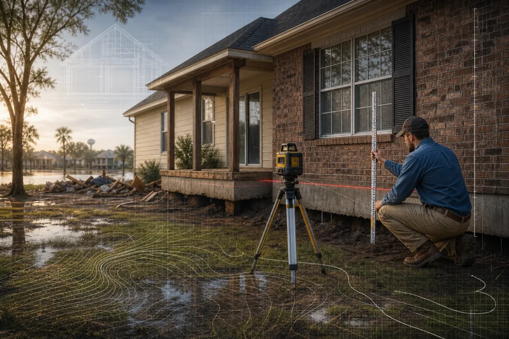 Foundation elevation survey after Beaumont flooding
